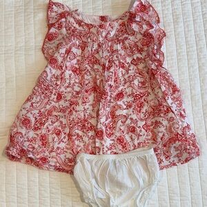 Janie and Jack Red Paisley Dress with White Diaper Cover